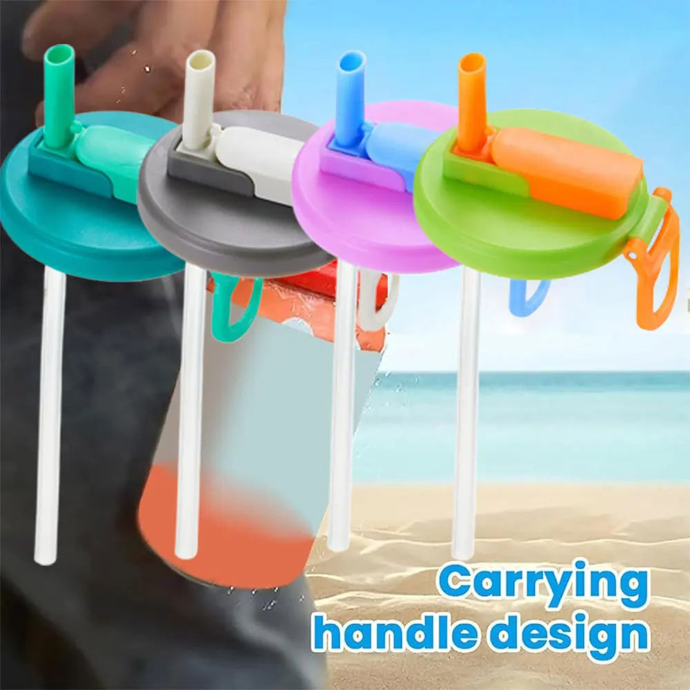 Soda Can Lid Cover with Silicone Straw – Reusable Spill-Resistant Can Top