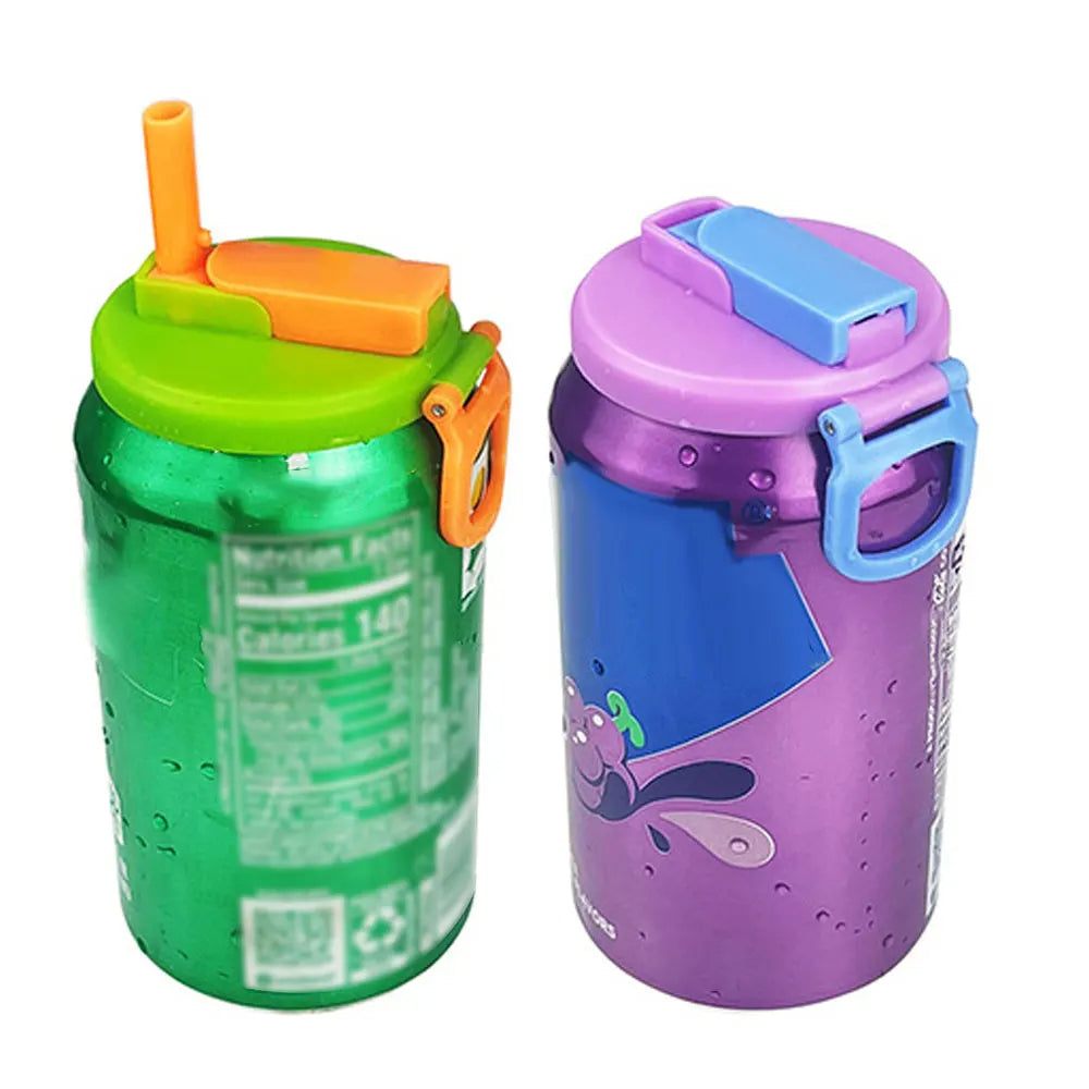 Soda Can Lid Cover with Silicone Straw – Reusable Spill-Resistant Can Top