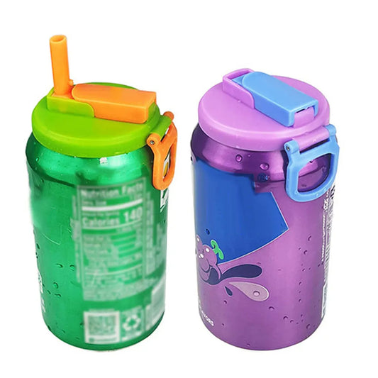 Soda Can Lid Cover with Silicone Straw – Reusable Spill-Resistant Can Top