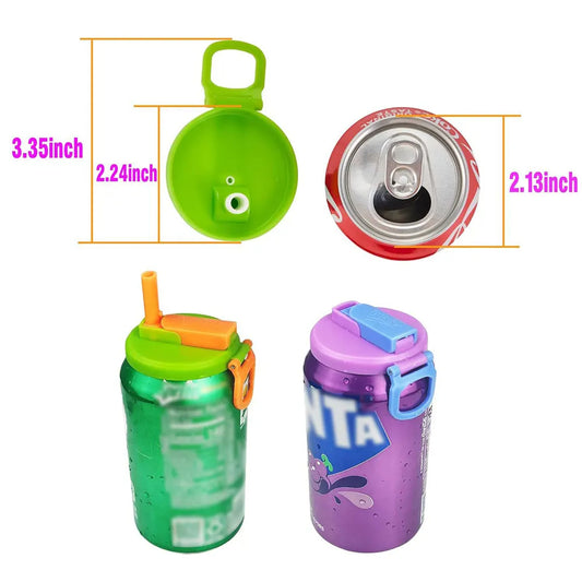 Soda Can Lid Cover with Silicone Straw – Reusable Spill-Resistant Can Top